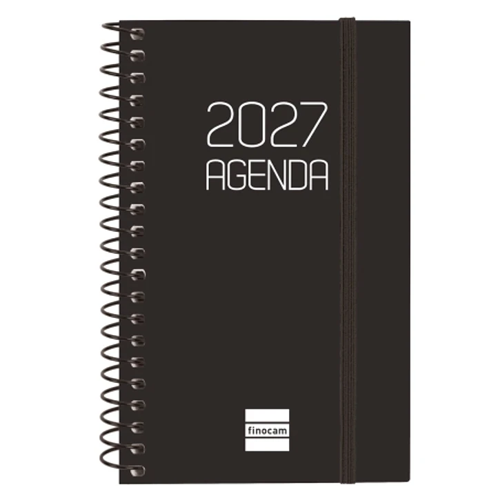 Finocam Espiral Basics Opaque Agenda - Anual 2027 - Semana Vista Horizontal - Formato E3 - 79x127mm - Espiral - Tapa de Polipropileno - Esquinas Micro 1