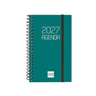 Finocam Espiral Basics Opaque Agenda - Anual 2027 - Semana Vista Horizontal - Formato E3 - 79x127mm - Espiral - Tapa de Polipropileno - Esquinas Micro