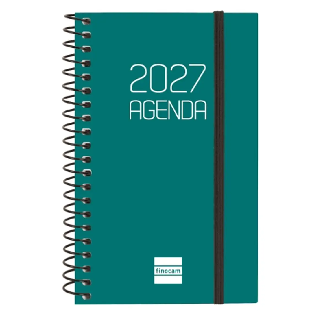Finocam Espiral Basics Opaque Agenda - Anual 2027 - Semana Vista Horizontal - Formato E3 - 79x127mm - Espiral - Tapa de Polipropileno - Esquinas Micro 1