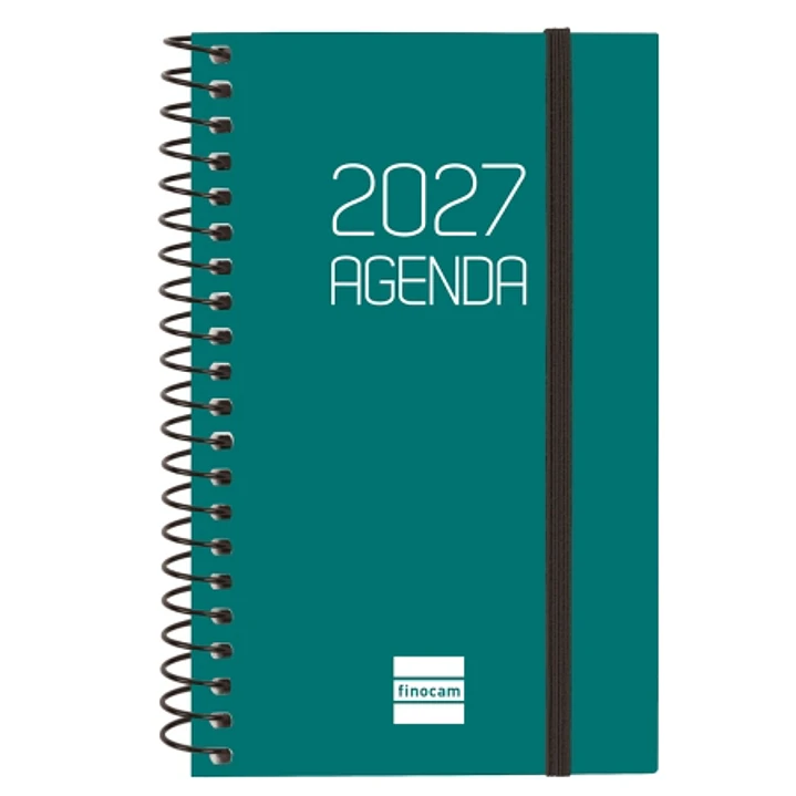 Finocam Espiral Basics Opaque Agenda - Anual 2027 - Semana Vista Horizontal - Formato E3 - 79x127mm - Espiral - Tapa de Polipropileno - Esquinas Micro 1