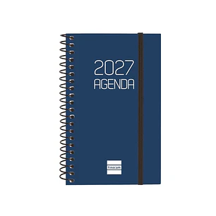Finocam Espiral Basics Opaque Agenda - Anual 2027 - Semana Vista Horizontal - Formato E3 - 79x127mm - Espiral - Tapa de Polipropileno - Esquinas Micro