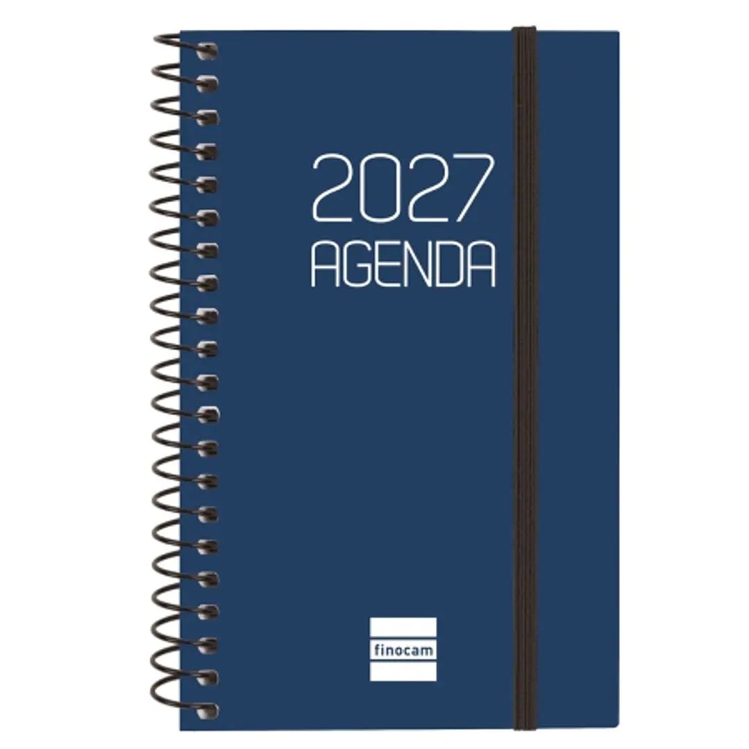 Finocam Espiral Basics Opaque Agenda - Anual 2027 - Semana Vista Horizontal - Formato E3 - 79x127mm - Espiral - Tapa de Polipropileno - Esquinas Micro 1