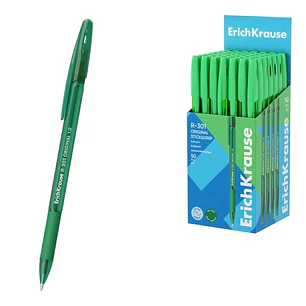 ErichKrause R-301 Stick and Grip Original Boligrafo con Capuchon - Punta de 1.0mm - Cuerpo Transparente - Trazo 0.5mm - Zona de Agarre de Goma - Tinta