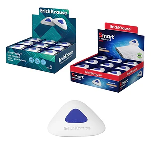 ErichKrause SmartWay Mini Triangular Expositor con 36 Gomas de Borrar - Caucho Termoplastico - Hipoalergenico - Libre de PVC - No Rasga el Papel - Col