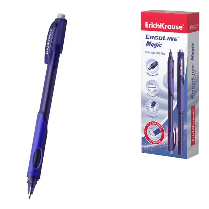 ErichKrause ErgoLine Magic Stick and Grip Boligrafo Borrable - Punta de 0.5mm - Trazo 0.4mm - Tinta de Gel - Resistente al Agua - Zona de Agarre de Go 1