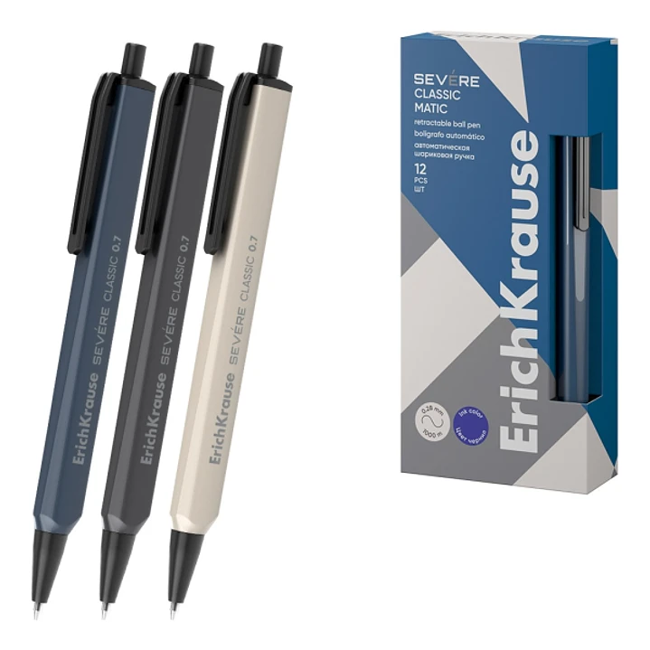 ErichKrause Severe Matic Classic Boligrafo con Capuchon - Modelos Surtidos - Trazo 0.28mm - Color Azul 1