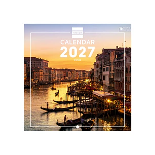 Finocam Venecia Calendario de Pared Internacional - 16 Meses 26/27 - Mes Vista - 180x180mm - Papel de 170g/m2 - Imagenes Tematicas Surtidas - Espacio 