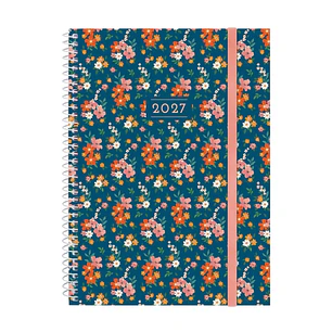 Finocam Trendy Design Collection Flora Agenda - Anual 2027 - Semana Vista Horizontal - Formato E10 - 155x212mm - Espiral - Tapa de Polipropileno - Esq
