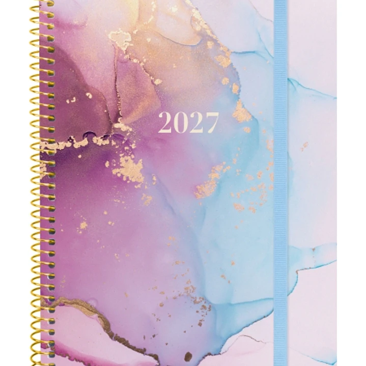 Finocam Trendy Design Collection Goldy Agenda - Anual 2027 - Semana Vista Horizontal - Formato E10 - 155x212mm - Espiral - Tapa de Polipropileno - Esq 1