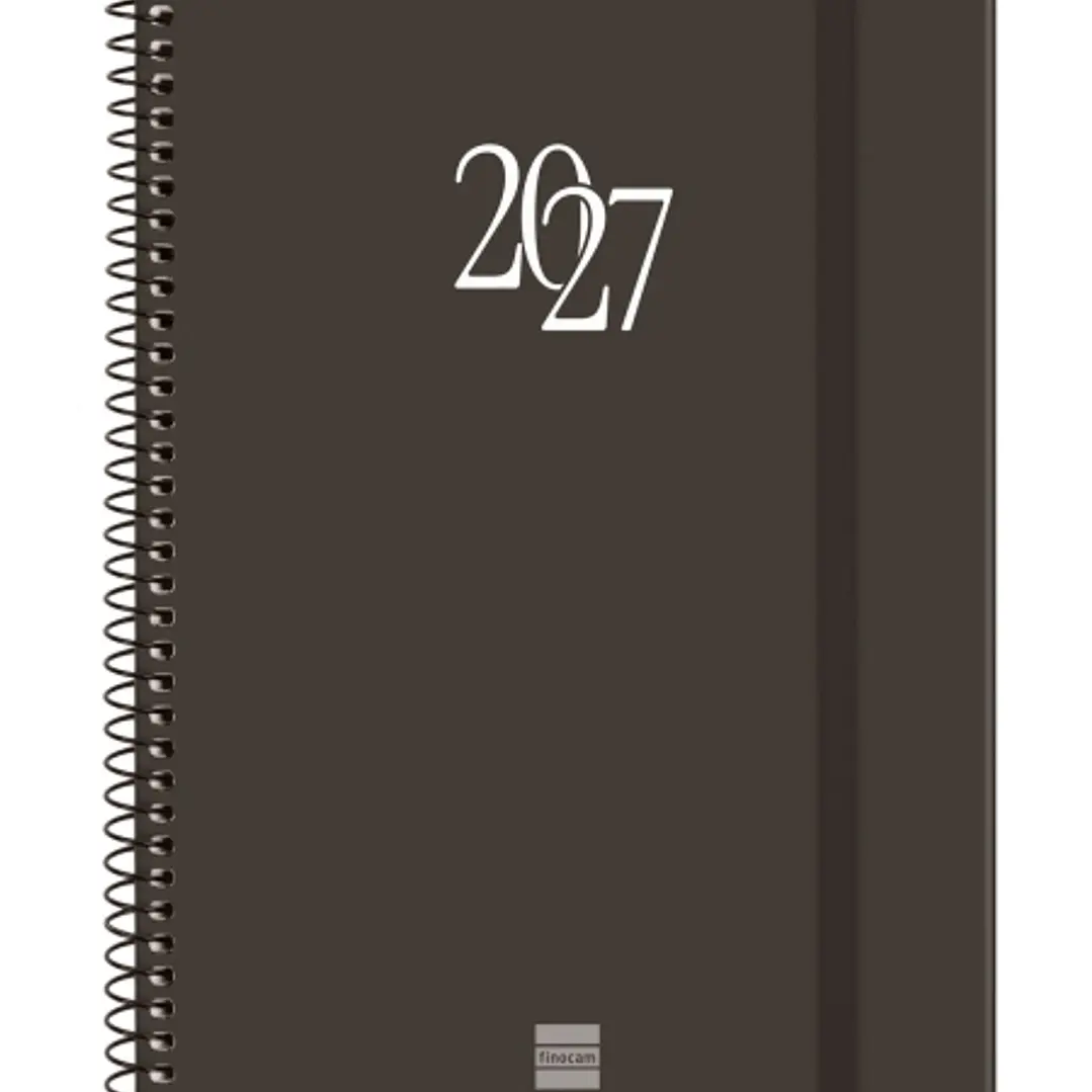 Finocam Espiral Basics My Agenda en Catalan - Anual 2027 - Semana Vista Horizontal - 155x212mm - Goma Elastica - Tapa Dura de Carton Forrado - Esquina 1