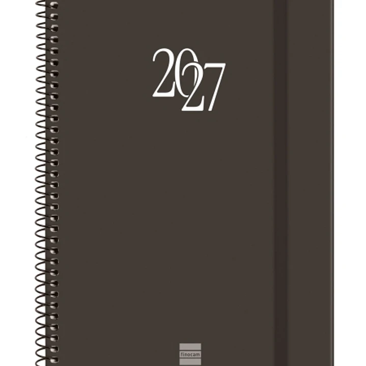 Finocam Espiral Basics My Agenda en Catalan - Anual 2027 - Semana Vista Horizontal - 155x212mm - Goma Elastica - Tapa Dura de Carton Forrado - Esquina 1