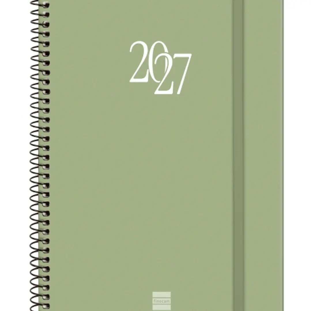 Finocam Espiral Basics My Agenda - Anual 2027 - Semana Vista Horizontal - Formato E10 - 155x212mm - Espiral - Tapa Dura de Carton Forrado - Esquinas M 1