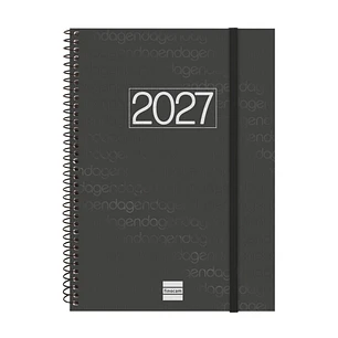 Finocam Espiral Basics Year Agenda - Anual 2027 - Semana Vista Vertical - Formato E10 - 155x212mm - Espiral - Tapa de Polipropileno - Esquinas Micrope