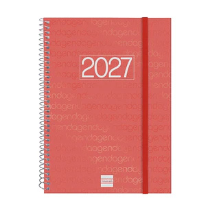 Finocam Espiral Basics Year Agenda - Anual 2027 - Semana Vista Vertical - Formato E10 - 155x212mm - Espiral - Tapa de Polipropileno - Esquinas Micrope