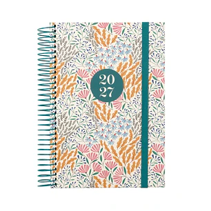 Finocam Moda Espiga Agenda Internacional - Anual 2027 - 1 Dia por Pagina - 140x204mm - Goma Elastica - Tapa Dura de Carton Forrado - Esquinas Microper