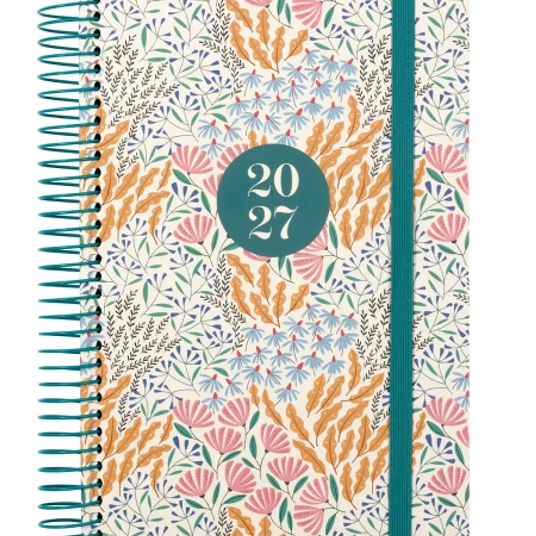 Finocam Moda Espiga Agenda Internacional - Anual 2027 - 1 Dia por Pagina - 140x204mm - Goma Elastica - Tapa Dura de Carton Forrado - Esquinas Microper 1