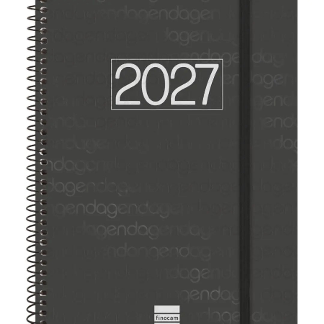 Finocam Espiral Basics Year Agenda - Anual 2027 - Semana Vista Horizontal - Formato E10 - 155x212mm - Espiral - Tapa de Polipropileno - Esquinas Micro 1