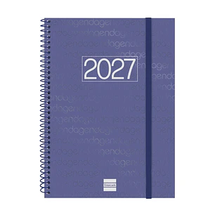 Finocam Espiral Basics Year Agenda - Anual 2027 - Semana Vista Horizontal - Formato E10 - 155x212mm - Espiral - Tapa de Polipropileno - Esquinas Micro