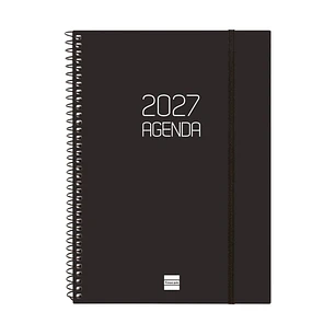 Finocam Espiral Basics Opaque Agenda - Anual 2027 - Semana Vista Horizontal - Formato E10 - 155x212mm - Espiral - Tapa de Polipropileno - Esquinas Mic