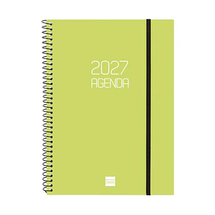Finocam Espiral Basics Opaque Agenda - Anual 2027 - Semana Vista Horizontal - Formato E10 - 155x212mm - Espiral - Tapa de Polipropileno - Esquinas Mic