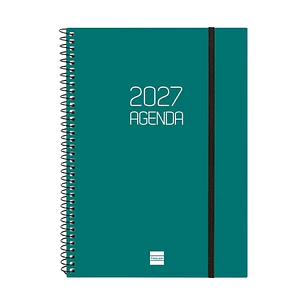 Finocam Espiral Basics Opaque Agenda - Anual 2027 - Semana Vista Horizontal - Formato E10 - 155x212mm - Espiral - Tapa de Polipropileno - Esquinas Mic