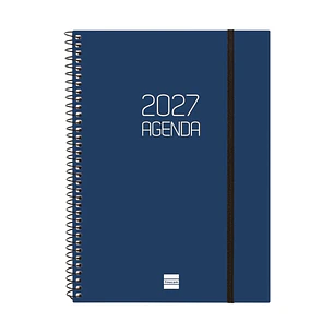 Finocam Espiral Basics Opaque Agenda - Anual 2027 - Semana Vista Horizontal - Formato E10 - 155x212mm - Espiral - Tapa de Polipropileno - Esquinas Mic