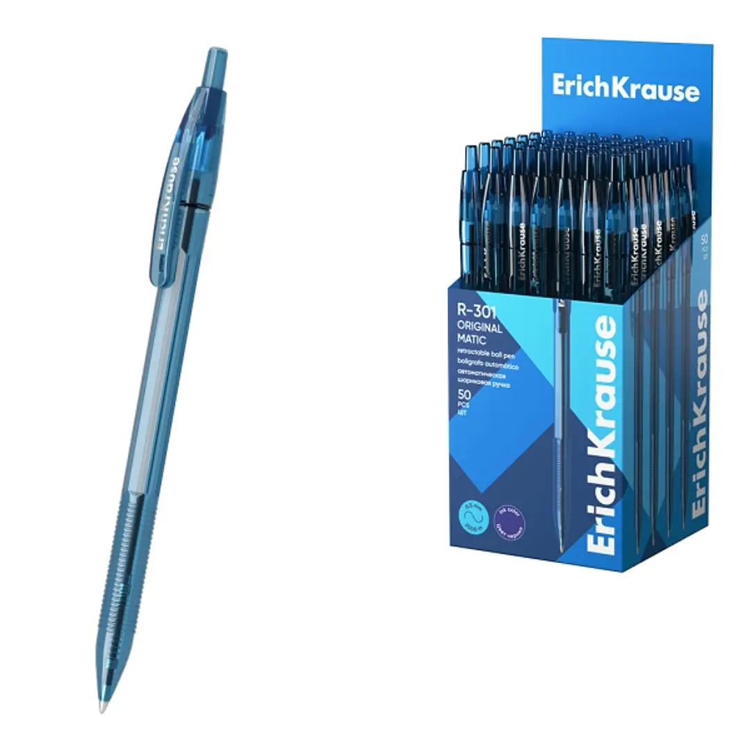 ErichKrause R-301 Matic Original Boligrafo Retractil - Punta de 1.0mm - Trazo 0.5mm - Color Azul 1