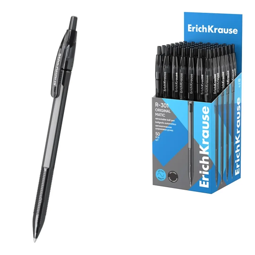 ErichKrause R-301 Matic Original Boligrafo Retractil - Punta de 1.0mm - Trazo 0.5mm - Color Negro 1