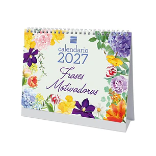 Finocam Frases Motivadoras Calendario de Sobremesa - Anual 2027 - Mes Vista - Formato S - 210x150mm - Espiral Doble - Papel de 170g/m2 - Ilustraciones