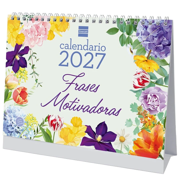 Finocam Frases Motivadoras Calendario de Sobremesa - Anual 2027 - Mes Vista - Formato S - 210x150mm - Espiral Doble - Papel de 170g/m2 - Ilustraciones 1
