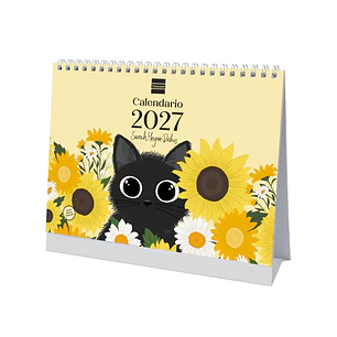 Finocam Sarah Meyer-Delius Calendario de Sobremesa - Anual 2027 - Mes Vista - Formato S - 210x150mm - Espiral Doble - Papel de 170g/m2 - Ilustraciones