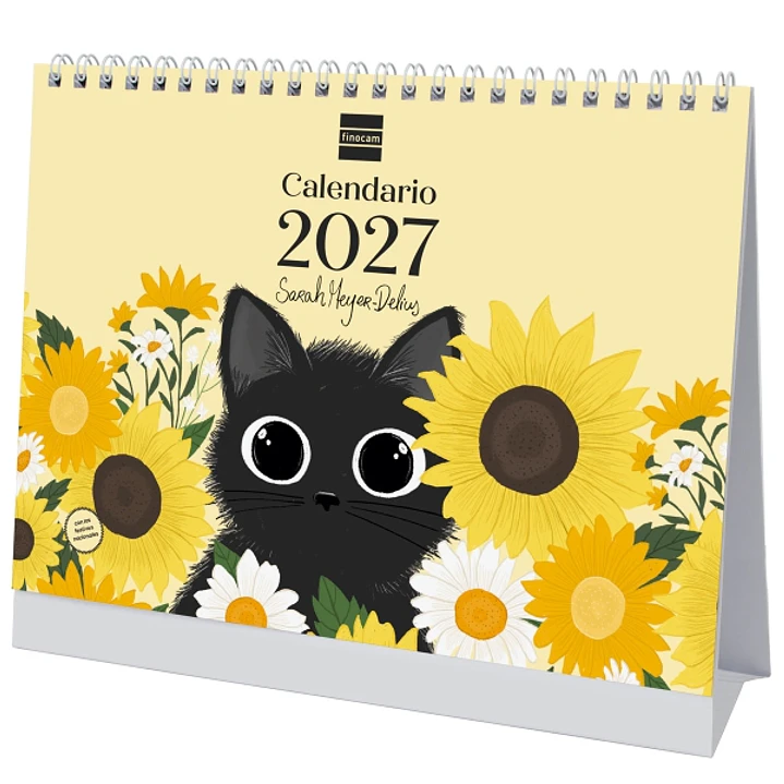Finocam Sarah Meyer-Delius Calendario de Sobremesa - Anual 2027 - Mes Vista - Formato S - 210x150mm - Espiral Doble - Papel de 170g/m2 - Ilustraciones 1