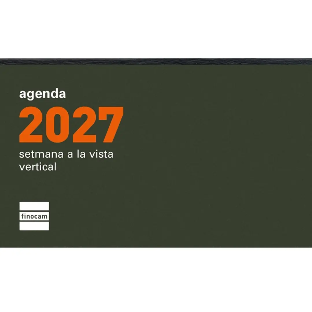 Finocam P199C Recambio para Agenda Plana en Catalan - Anual 2027 - Semana Vista Vertical - Formato PL1 - 64x118mm - Papel de 60g/m2 - Color Crema 1