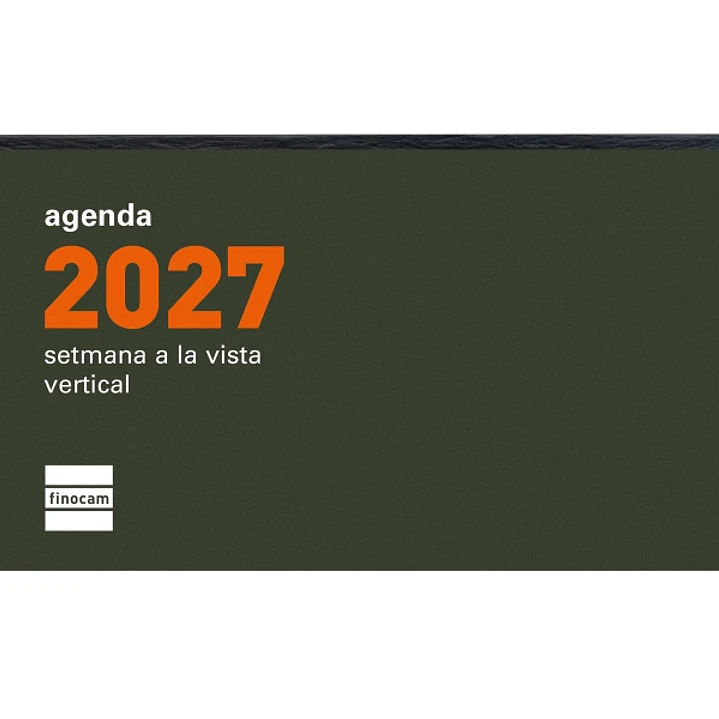 Finocam P199C Recambio para Agenda Plana en Catalan - Anual 2027 - Semana Vista Vertical - Formato PL1 - 64x118mm - Papel de 60g/m2 - Color Crema 1