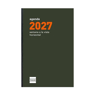 Finocam P394 Recambio para Agenda Plana - Anual 2027 - Semana Vista Horizontal - Formato PL3 - 82x127mm - Papel de 60g/m2 - Color Crema
