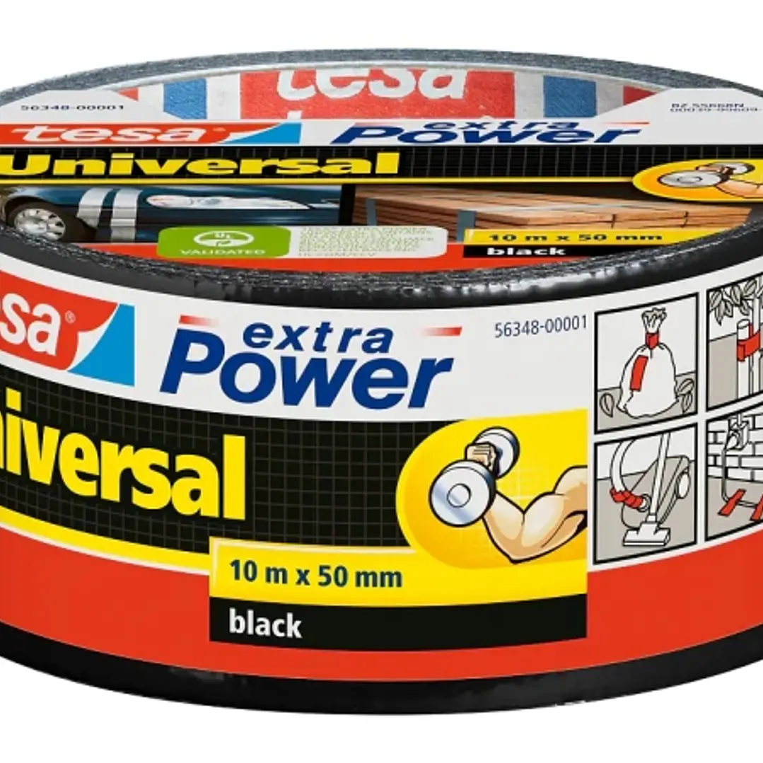 Tesa Extra Power Universal Cinta Adhesiva Americana Multiusos 50mm x 10 Metros - Fuerte Poder de Pegado - Se Rompe Facilmente con la Mano - Resistente 1