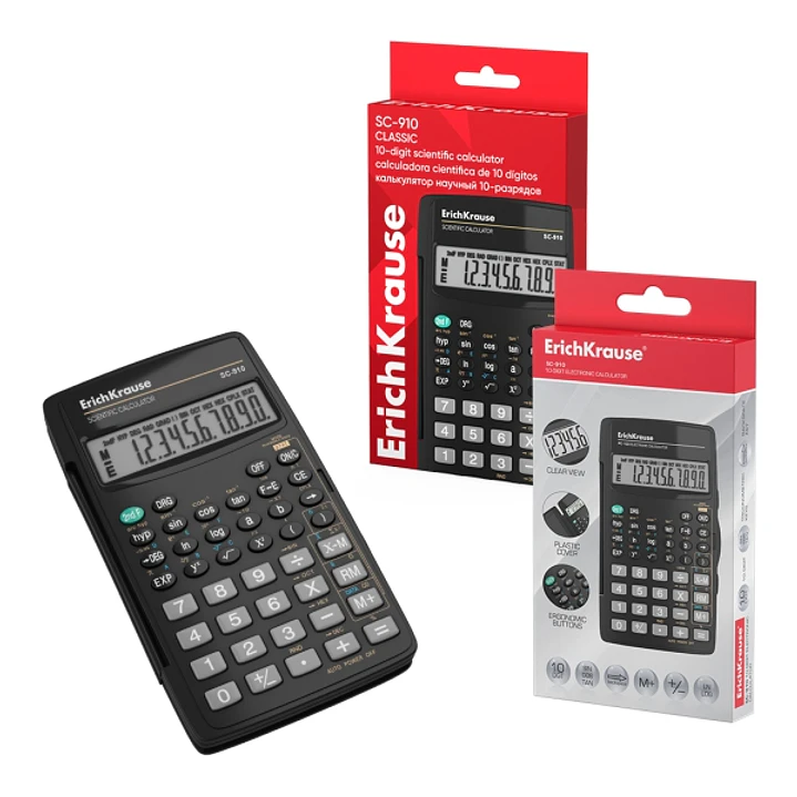 ErichKrause SC-910 Classic Calculadora Cientifica - Pantalla LCD de 10 Digitos - 56 Funciones - Apagado Automatico - Color Negro 1