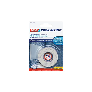 Tesa Powerbond Espejos Cinta Adhesiva de Doble Cara Especial para Espejos 19mm x 1.5m - Color Blanco
