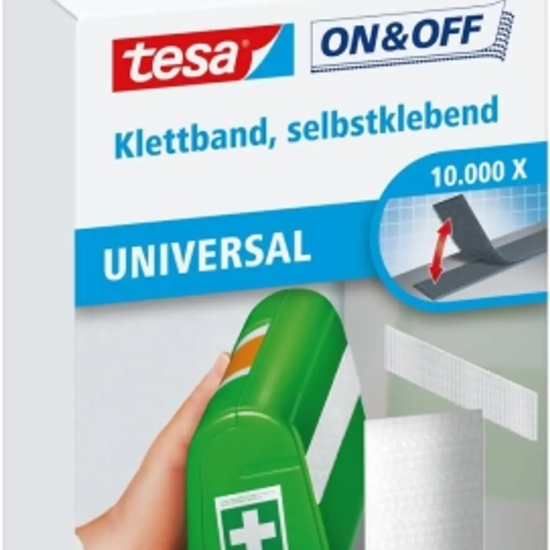 Tesa On & Off Cinta de Velcro 20mm x 1m - Se puede Abrir y Cerrar hasta 10.000 Veces - Color Blanco 1