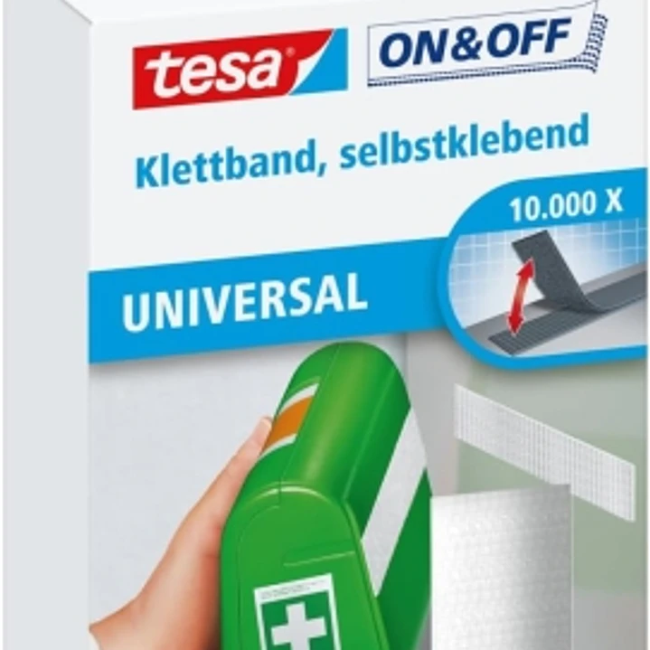 Tesa On & Off Cinta de Velcro 20mm x 1m - Se puede Abrir y Cerrar hasta 10.000 Veces - Color Blanco 1