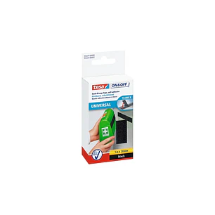Tesa On & Off Cinta de Velcro 20mm x 1m - Se puede Abrir y Cerrar hasta 10.000 Veces - Color Negro
