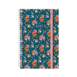 Finocam Trendy Design Collection Flora Agenda - Anual 2027 - Semana Vista Horizontal - Formato E5 - 117x181mm - Espiral - Tapa de Polipropileno - Esqu