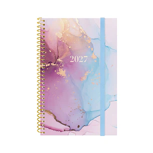 Finocam Trendy Design Collection Goldy Agenda - Anual 2027 - Semana Vista Horizontal - Formato E5 - 117x181mm - Espiral - Tapa de Polipropileno - Esqu