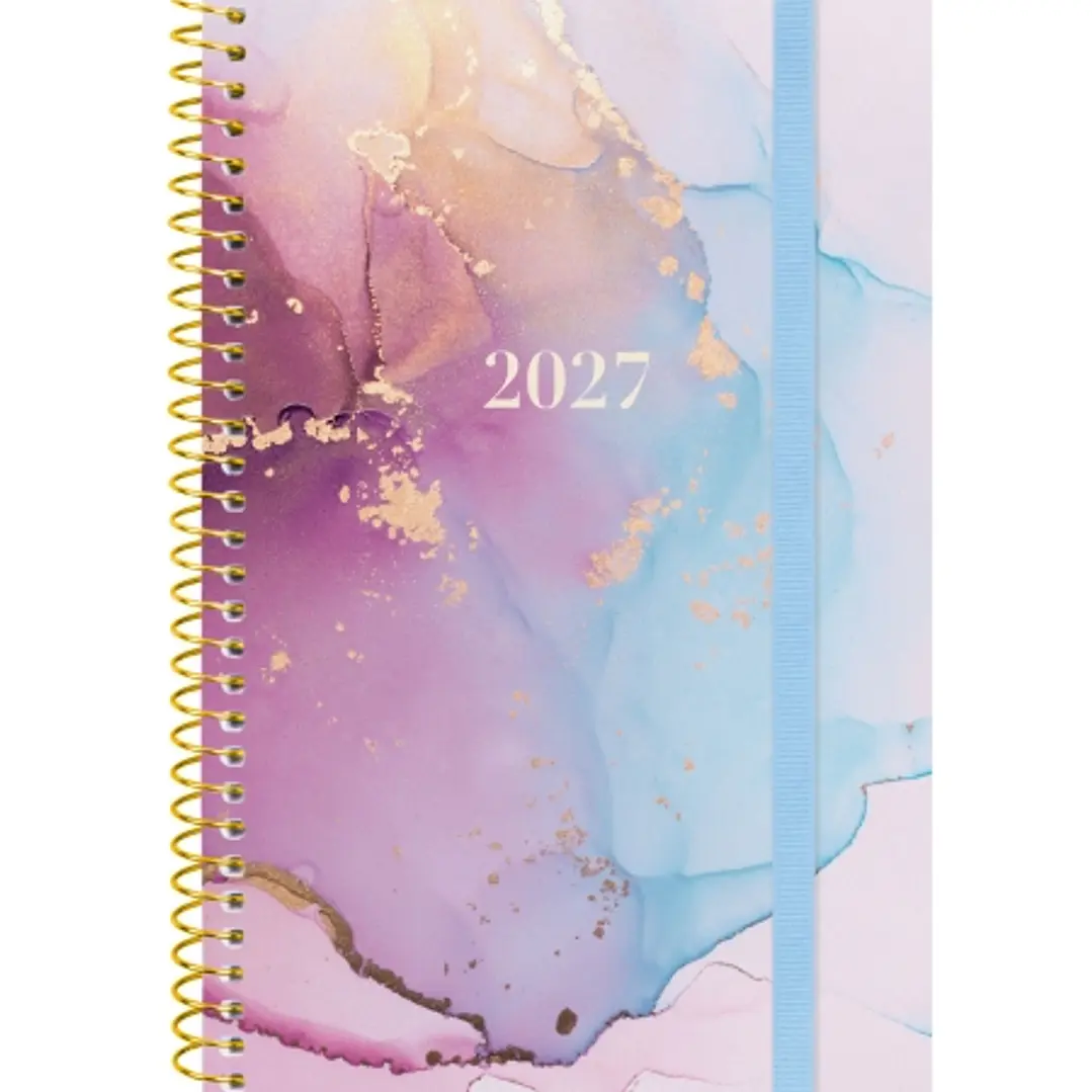 Finocam Trendy Design Collection Goldy Agenda - Anual 2027 - Semana Vista Horizontal - Formato E5 - 117x181mm - Espiral - Tapa de Polipropileno - Esqu 1