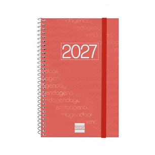 Finocam Espiral Basics Year Agenda en Catalan - Anual 2027 - Semana Vista Horizontal - Formato E5 - 117x181mm - Goma Elastica - Tapa de Polipropileno 