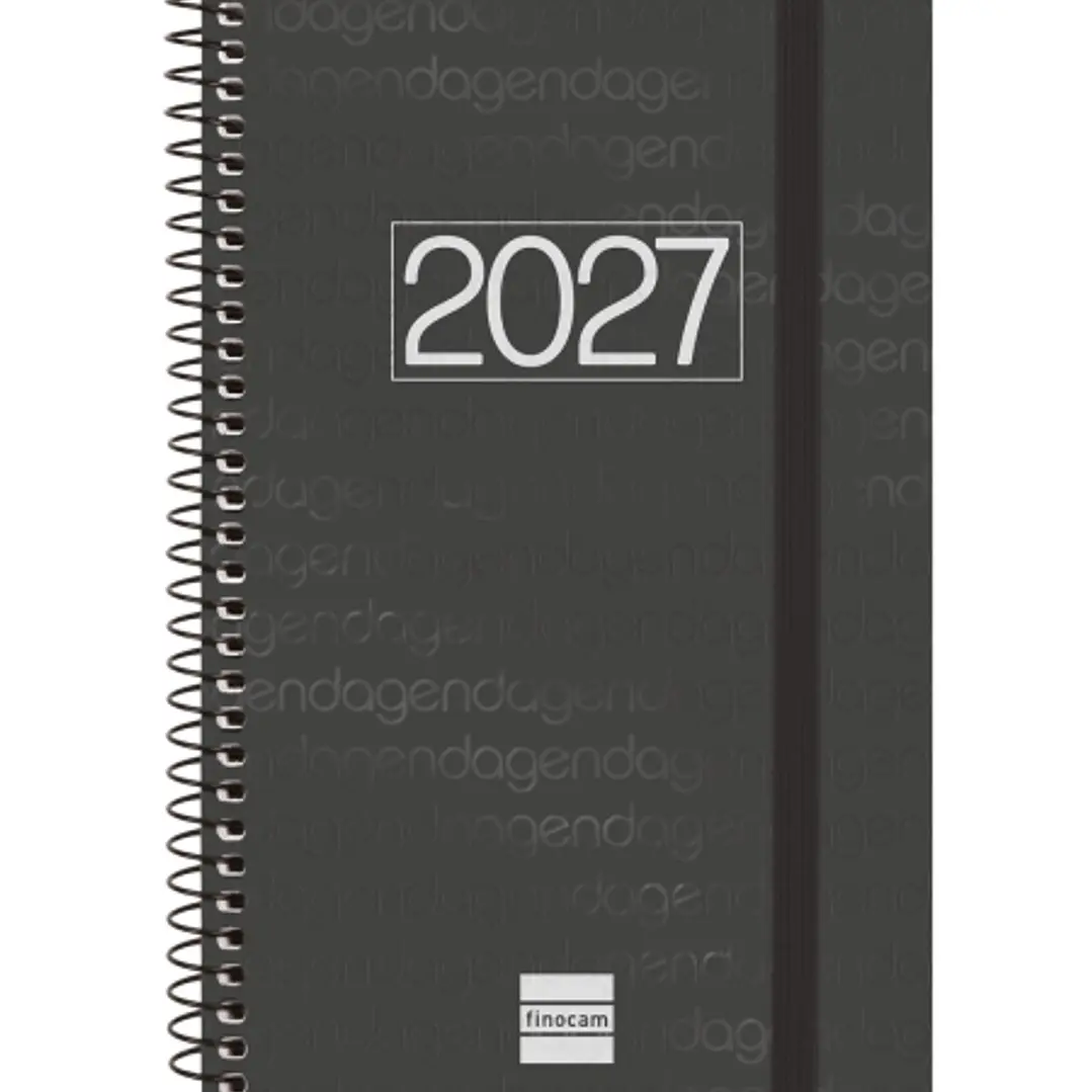 Finocam Espiral Basics Year Agenda - Anual 2027 - Semana Vista Horizontal - Formato E5 - 117x181mm - Espiral - Tapa de Polipropileno - Esquinas Microp 1