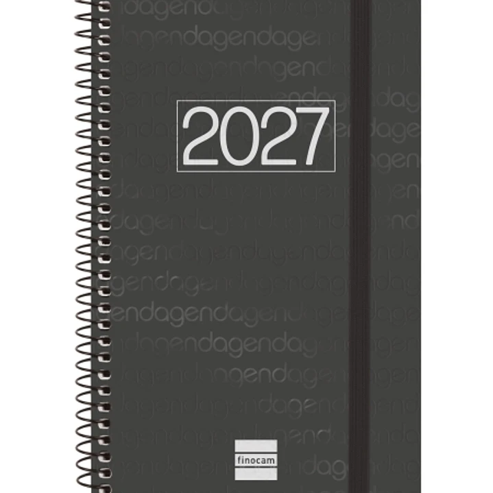 Finocam Espiral Basics Year Agenda - Anual 2027 - Semana Vista Horizontal - Formato E5 - 117x181mm - Espiral - Tapa de Polipropileno - Esquinas Microp 1