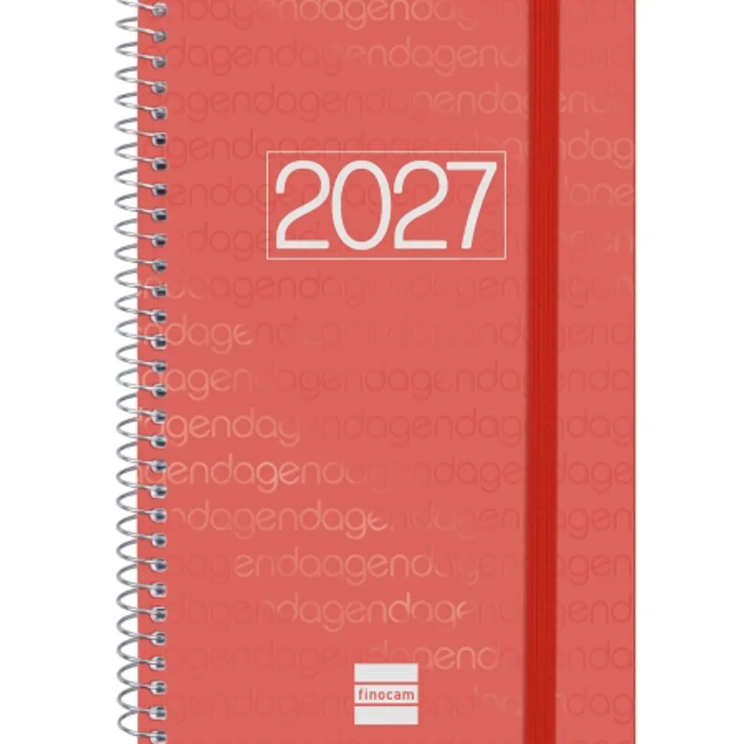 Finocam Espiral Basics Year Agenda - Anual 2027 - Semana Vista Horizontal - Formato E5 - 117x181mm - Espiral - Tapa de Polipropileno - Esquinas Microp 1
