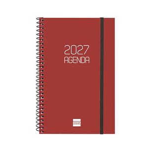 Finocam Espiral Basics Opaque Agenda - Anual 2027 - Semana Vista Horizontal - Formato E5 - 117x181mm - Espiral - Tapa de Polipropileno - Esquinas Micr