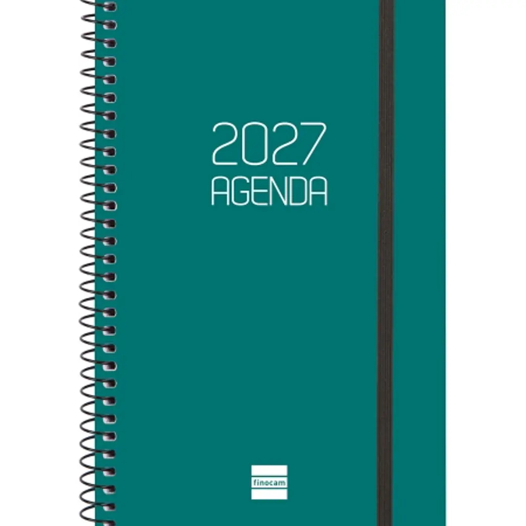 Finocam Espiral Basics Opaque Agenda - Anual 2027 - Semana Vista Horizontal - Formato E5 - 117x181mm - Espiral - Tapa de Polipropileno - Esquinas Micr 1
